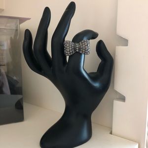 Gunmetal Rhinestone Bow Ring
